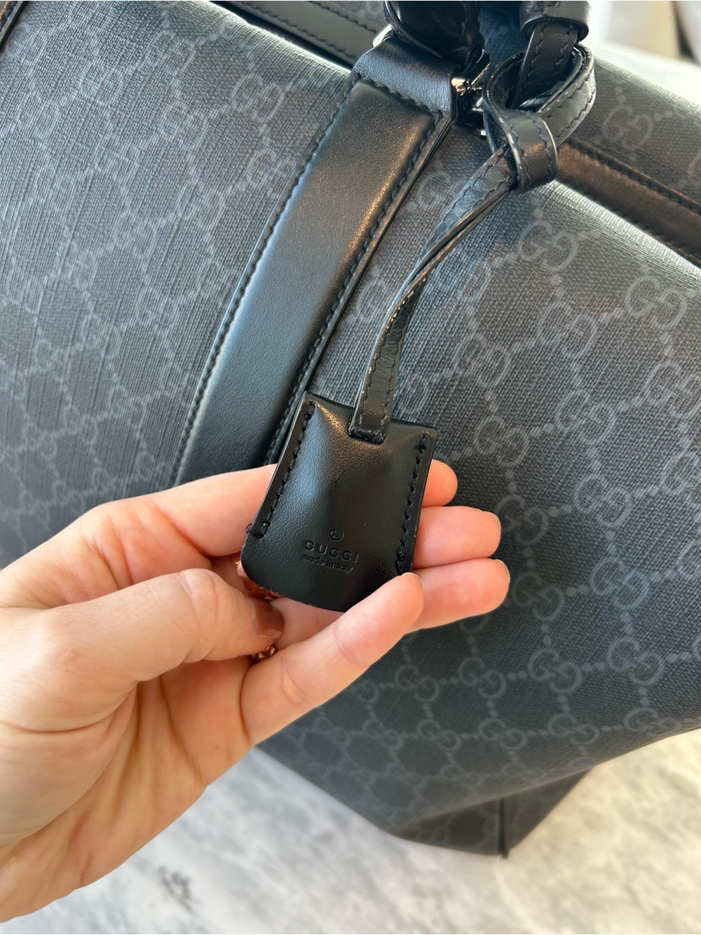 Gucci Black GG Supreme Duffel with Red and Navy Web Strap - Picture 8 of 15